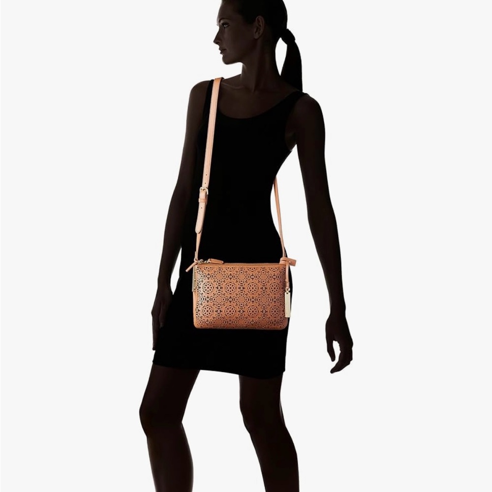 Tory Burch Tan Crossbody Bag with Quilted Design